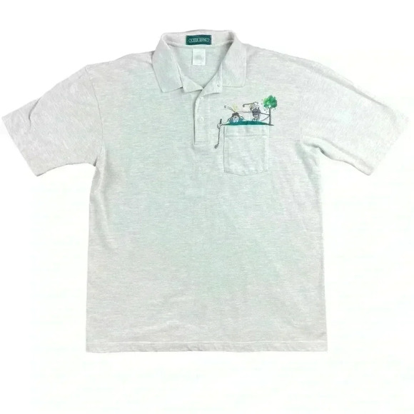 OUTER BANKS Gray/White Men XL Golf Humor Collared Embroidered Polo Button Shirt - Picture 1 of 5